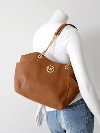 Michael Kors Jet Set Saffiano brown leather tote bag
