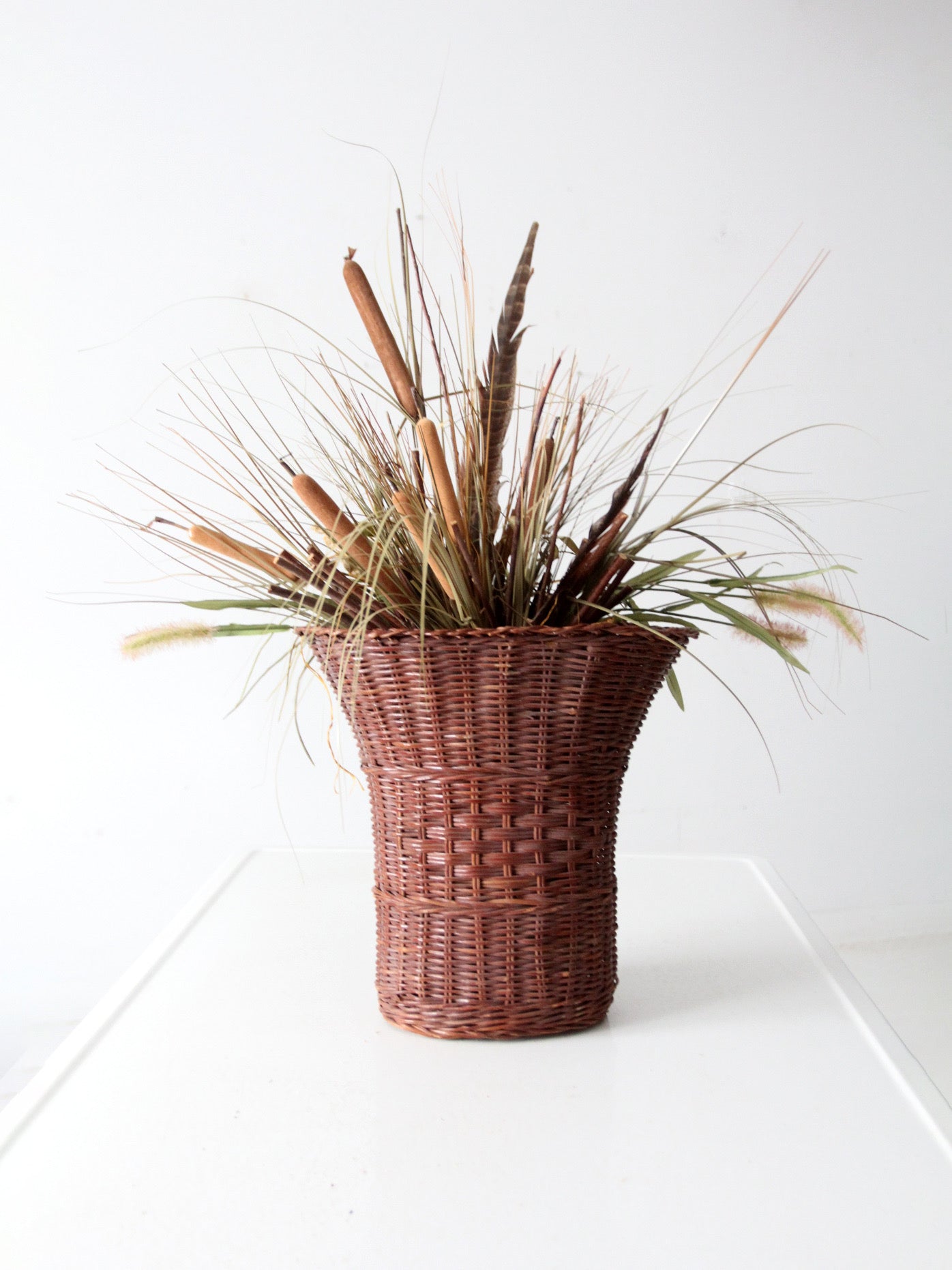 vintage wicker basket vase