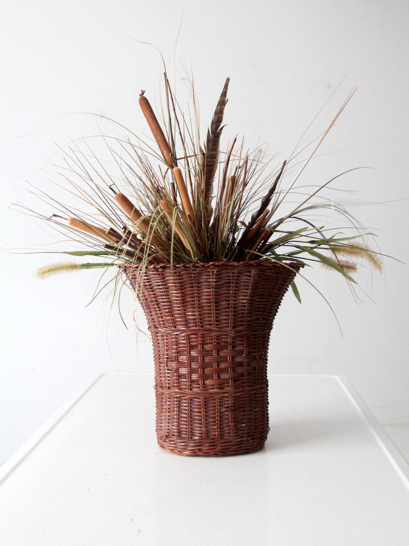 vintage wicker basket vase
