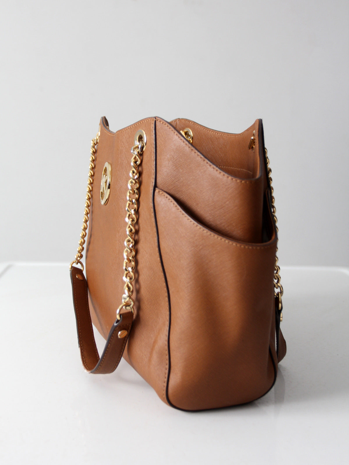 Michael Kors Jet Set Saffiano brown leather tote bag