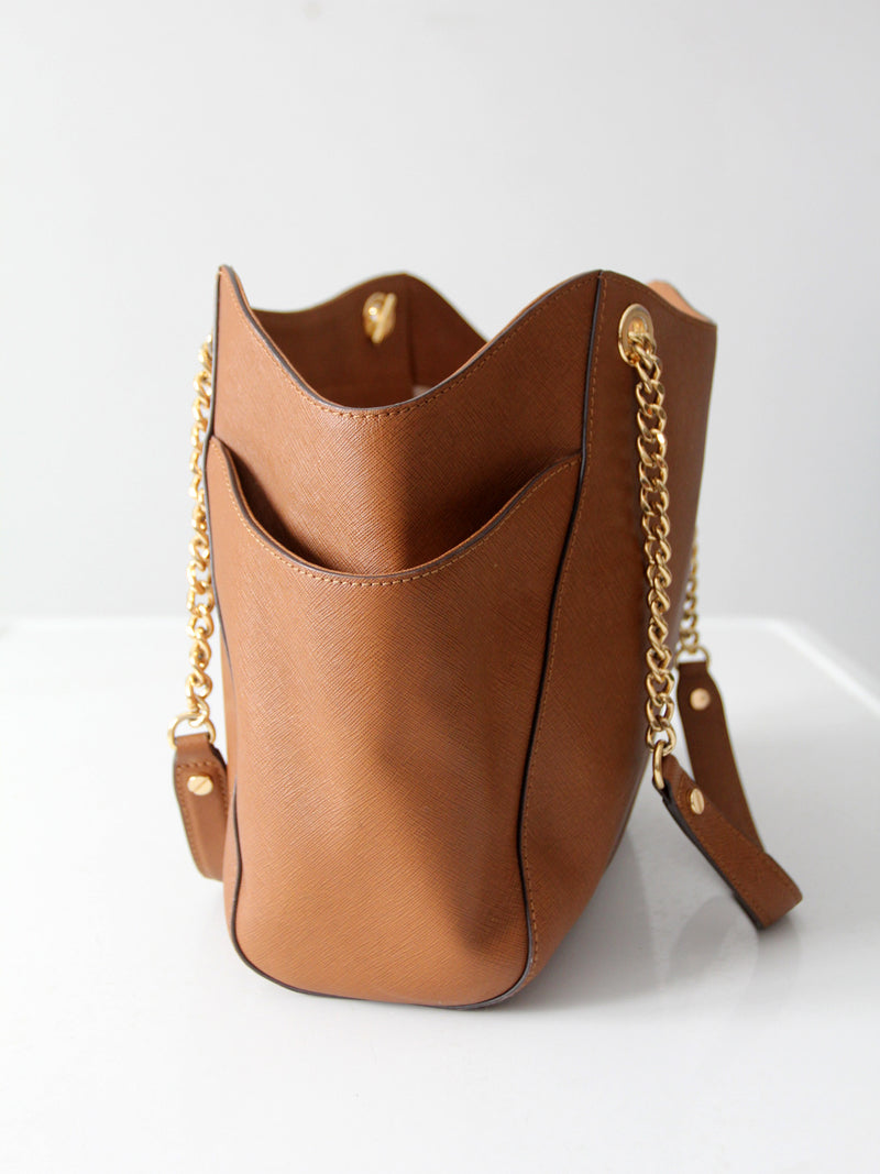 Michael Kors Jet Set Saffiano brown leather tote bag