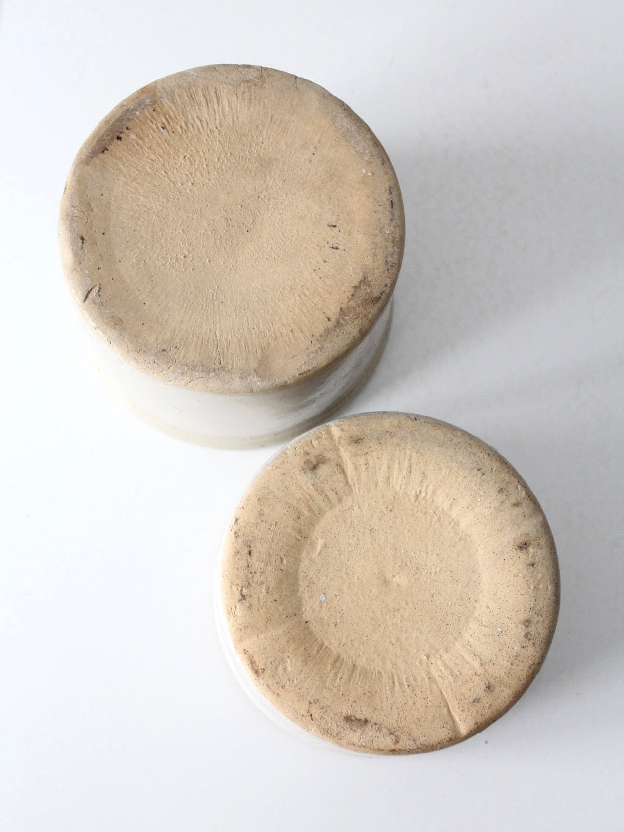 pair of antique stoneware kitchen crocks