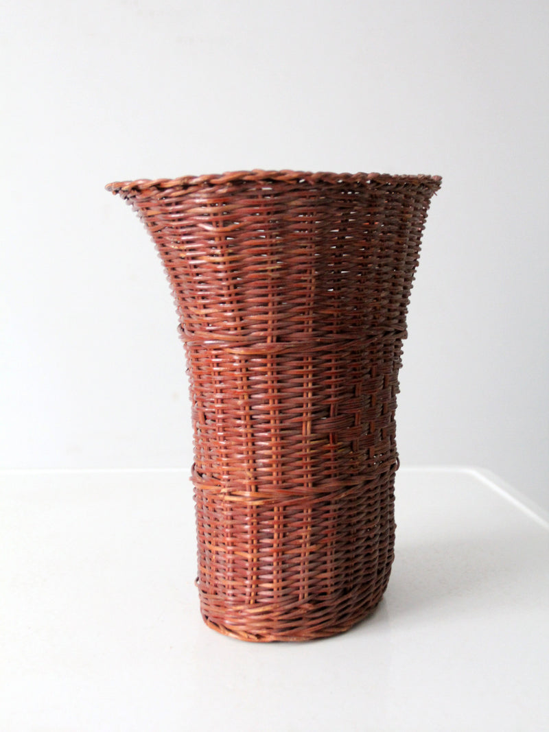 vintage wicker basket vase