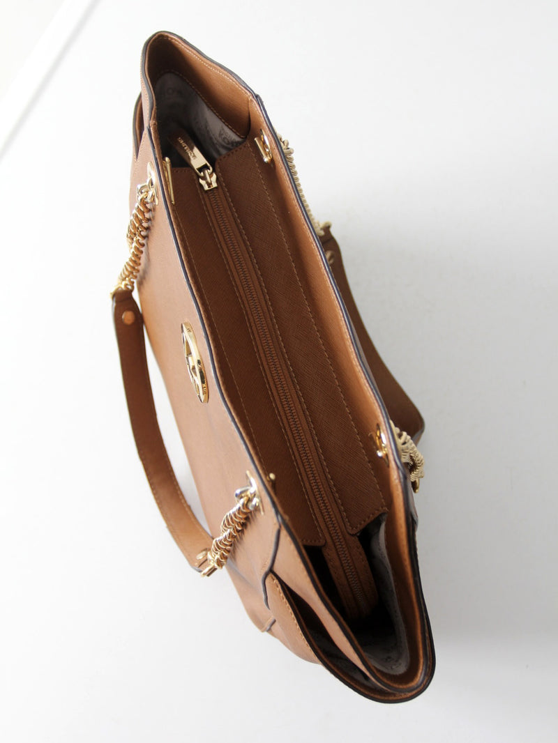 Michael Kors Jet Set Saffiano brown leather tote bag