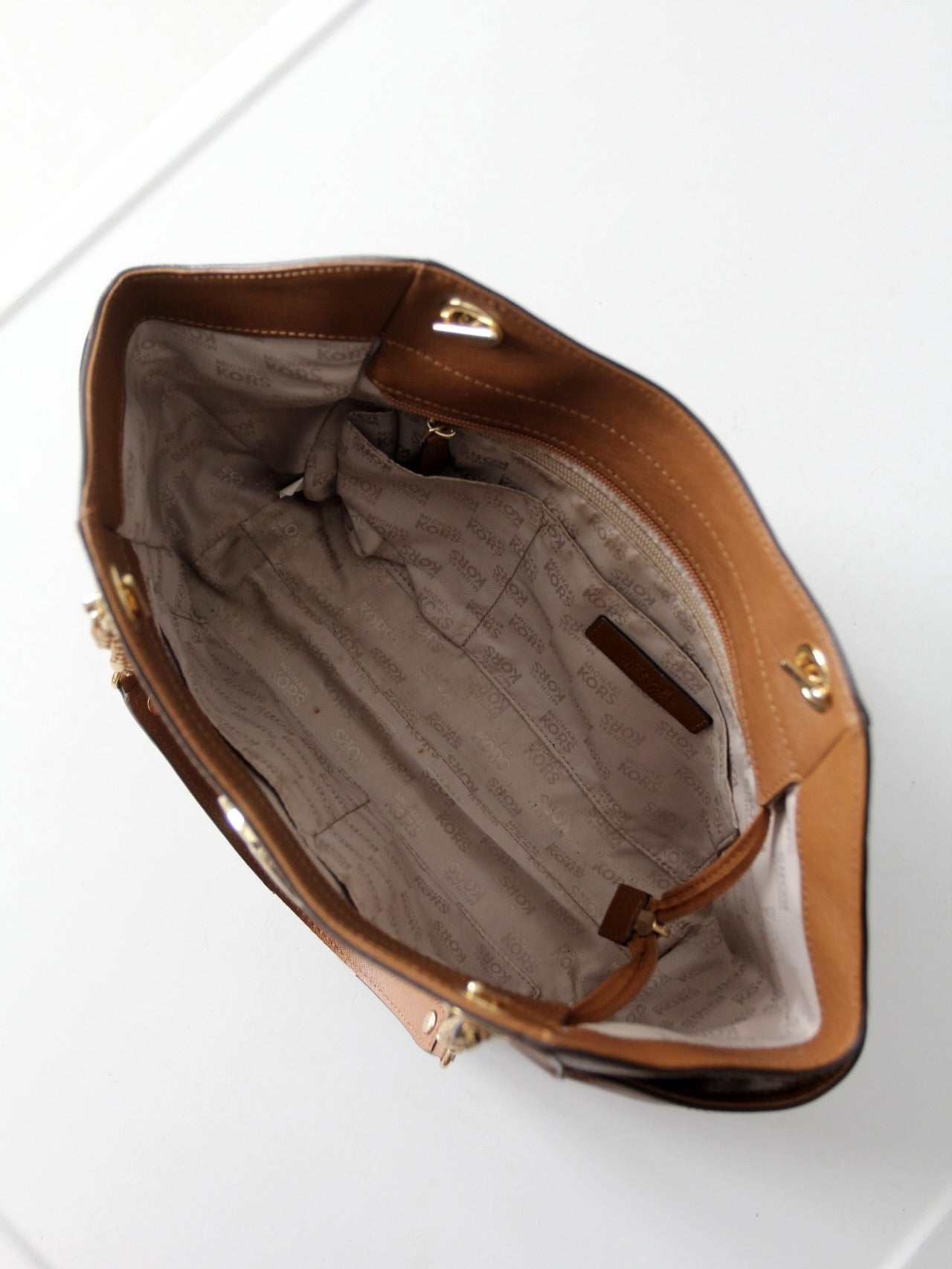 Michael Kors Jet Set Saffiano brown leather tote bag