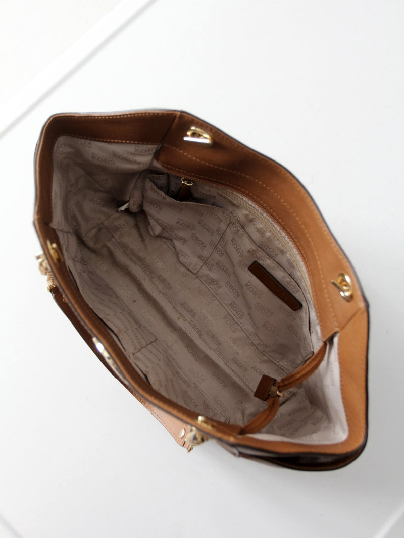 Michael Kors Jet Set Saffiano brown leather tote bag