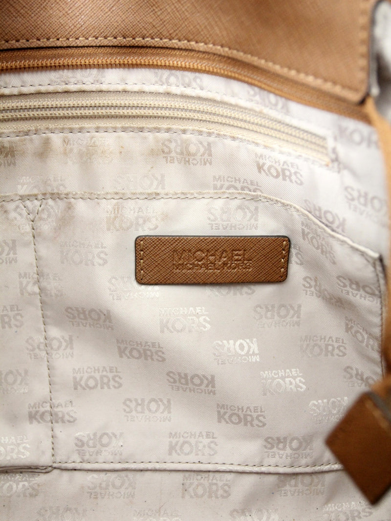 Michael Kors Jet Set Saffiano brown leather tote bag