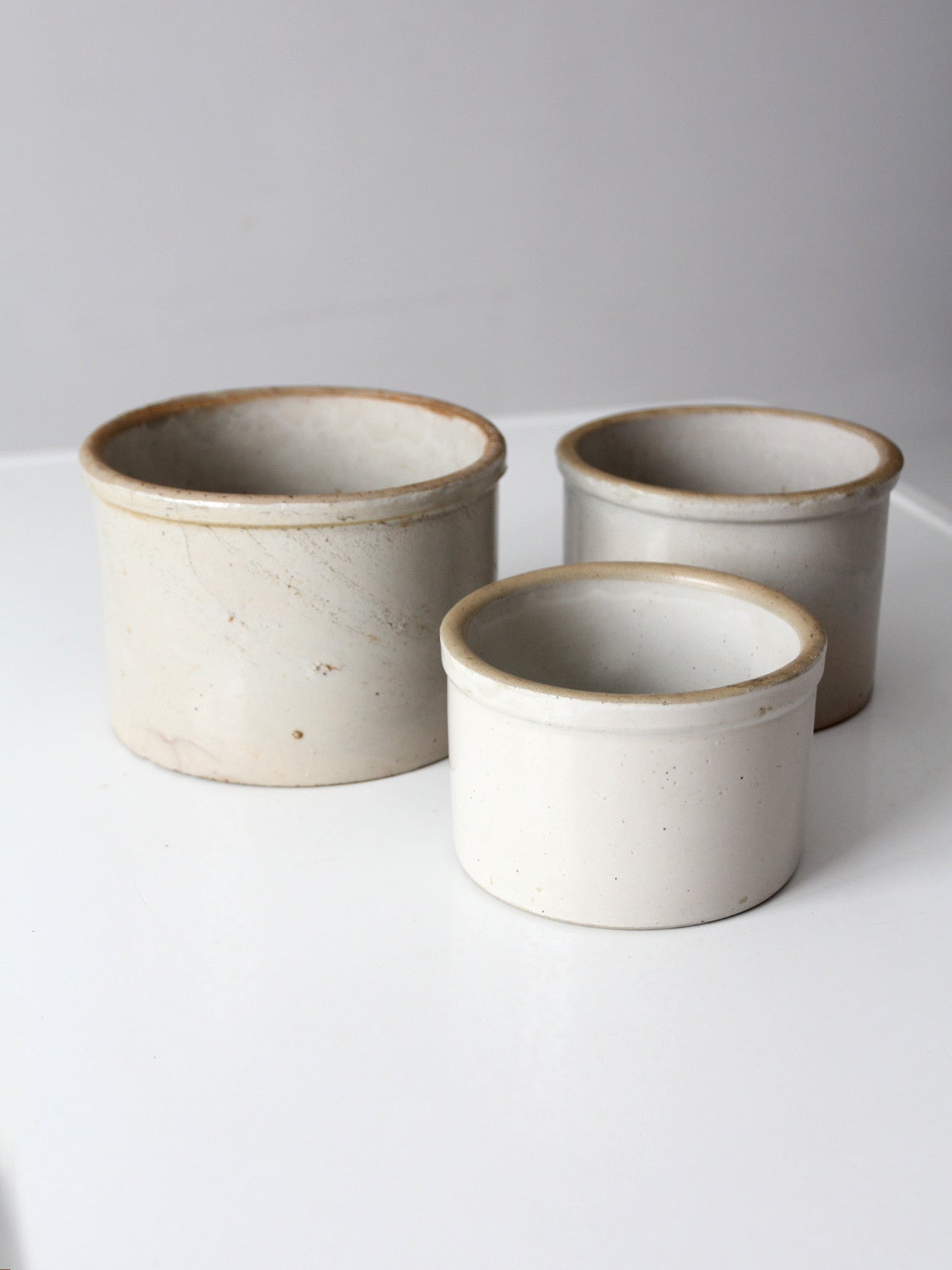 antique stoneware crocks | set of 3