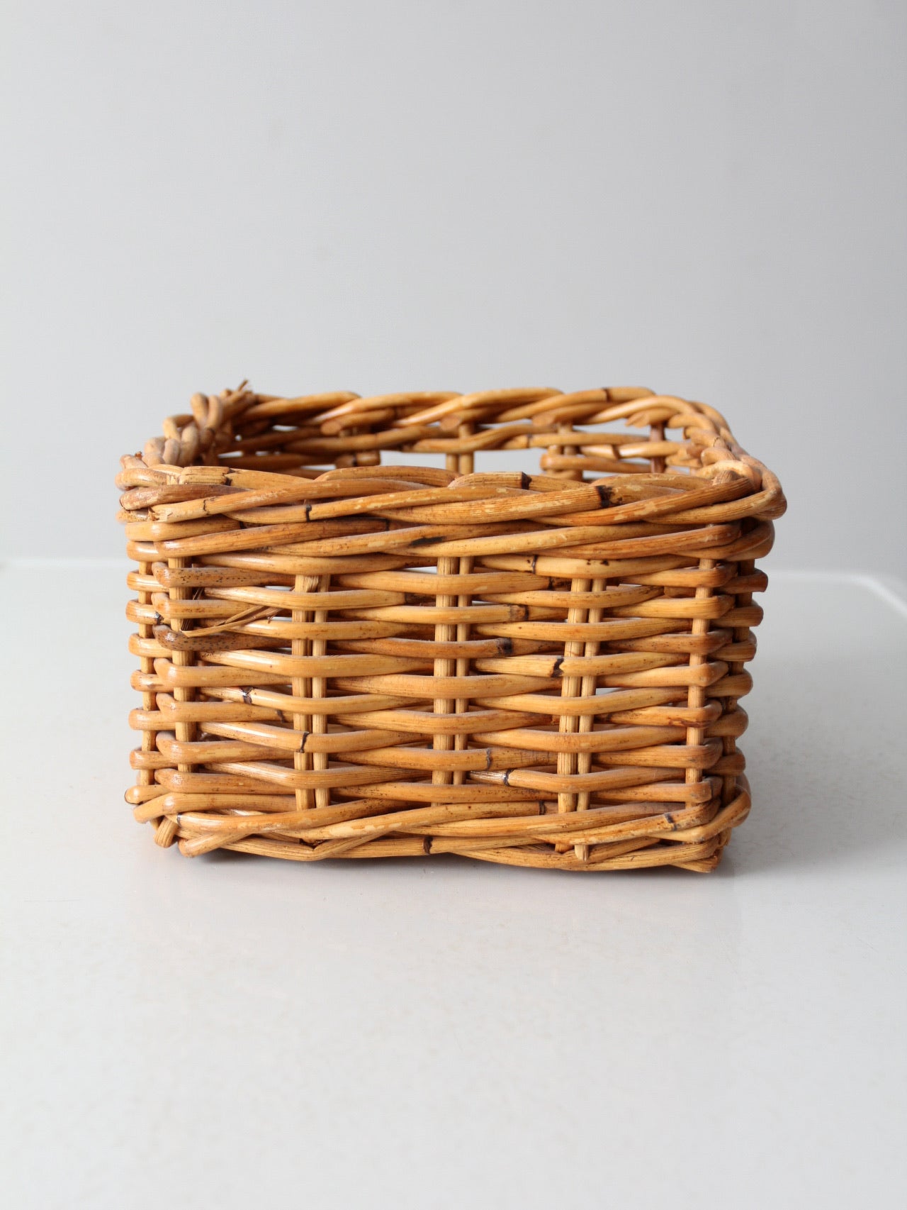 vintage woven rattan storage basket