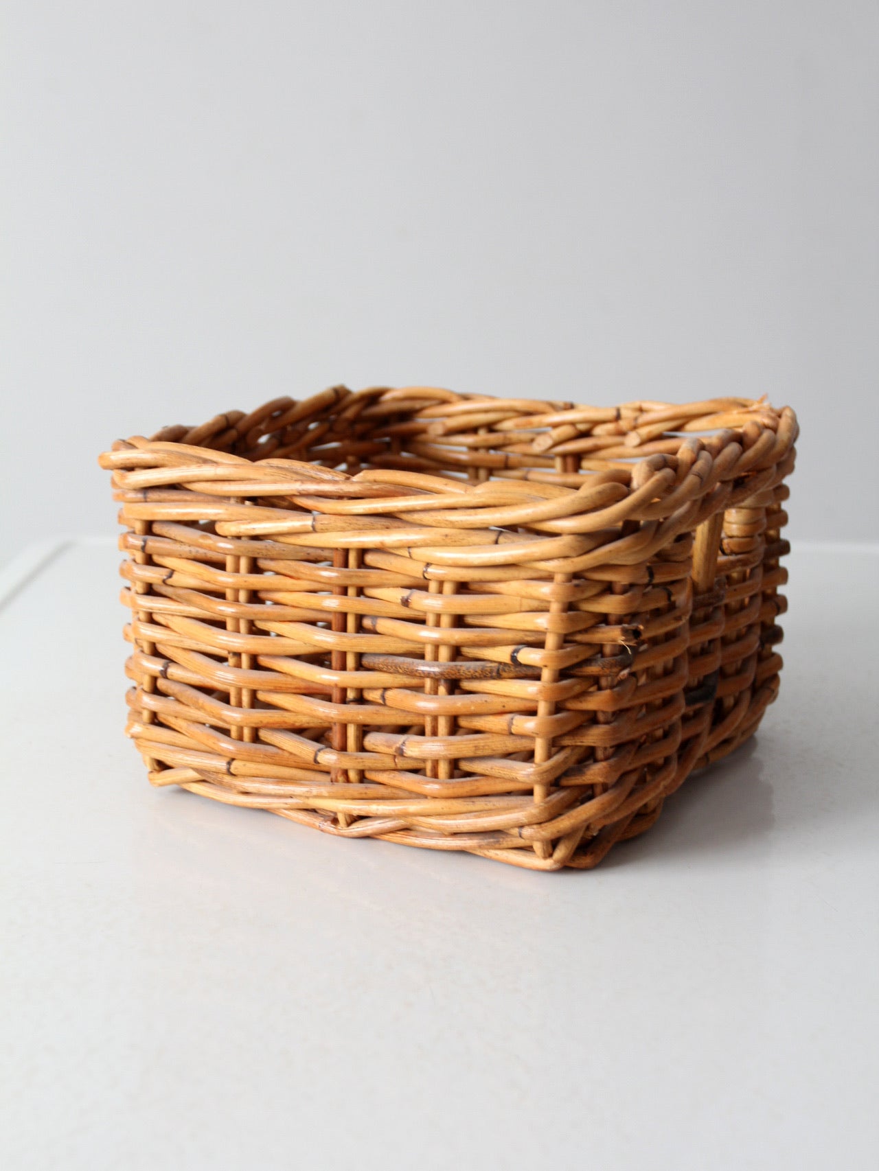 vintage woven rattan storage basket