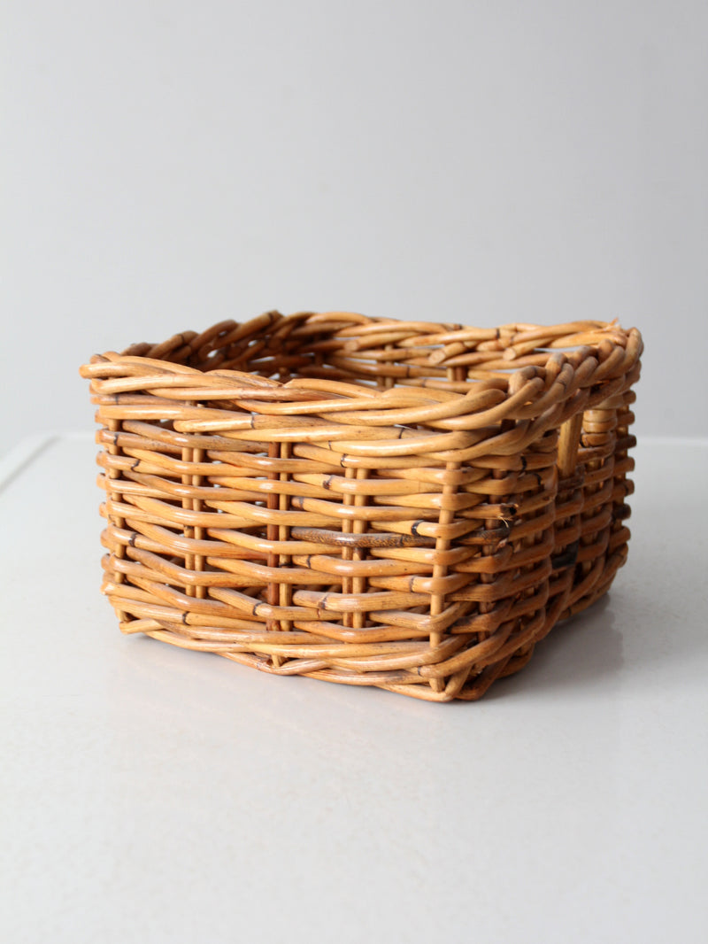 vintage woven rattan storage basket
