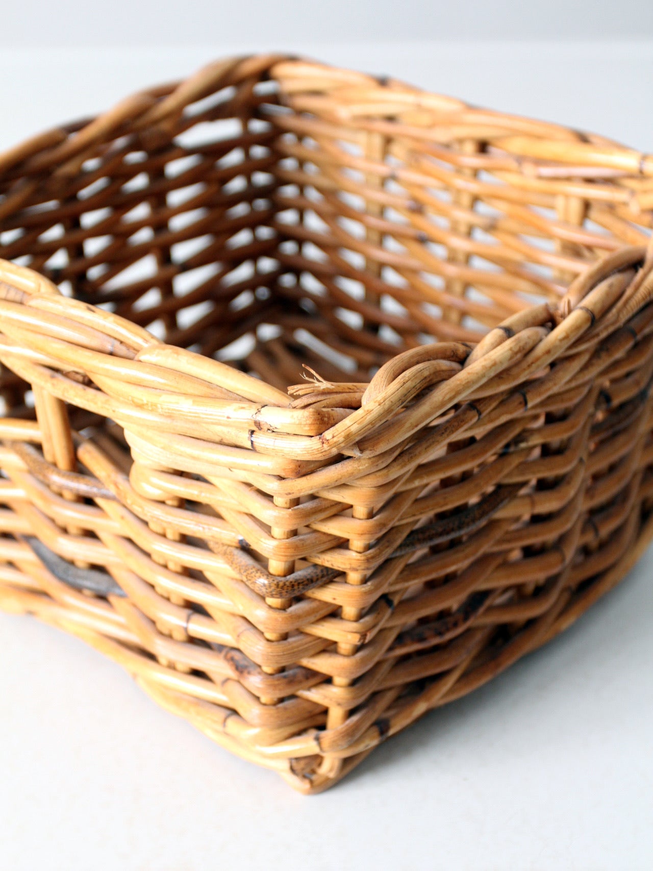 vintage woven rattan storage basket