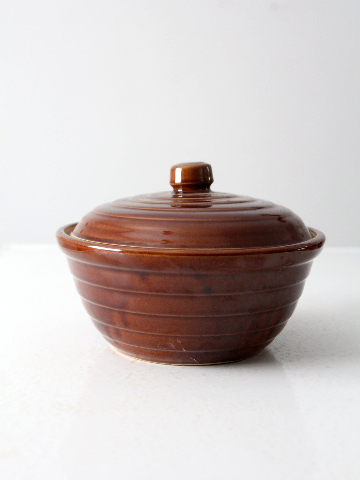 antique Monmouth Western Stoneware casserole dish