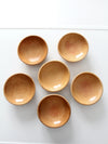 mid century Japanese wood serving bowls set 6