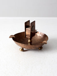 antique hammered copper ashtray