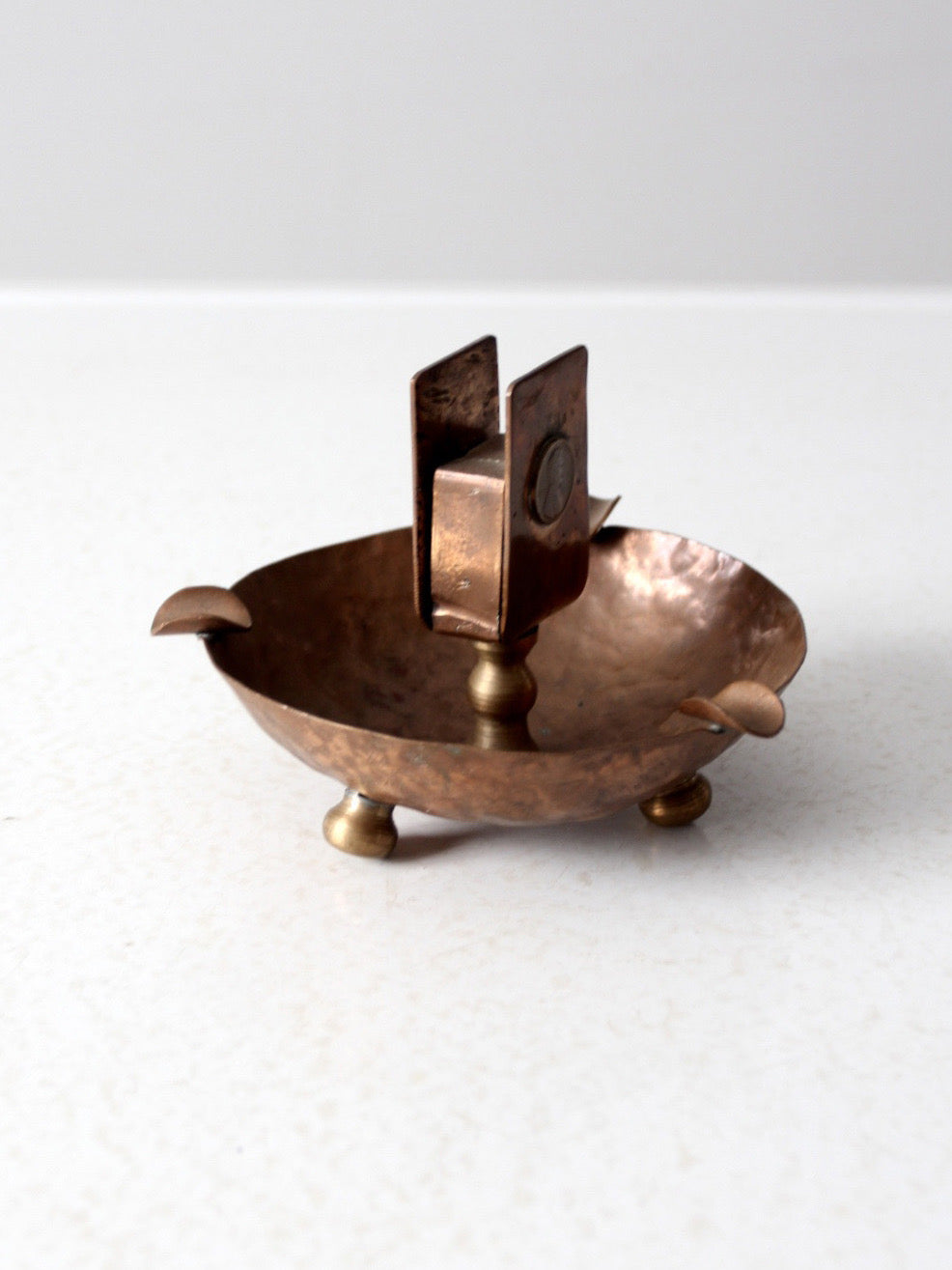 antique hammered copper ashtray