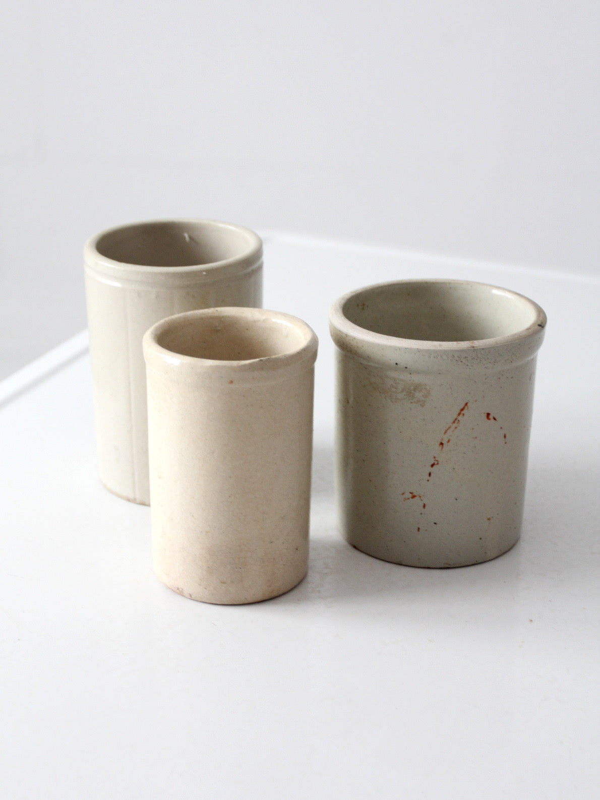 antique stoneware crocks | set of 3