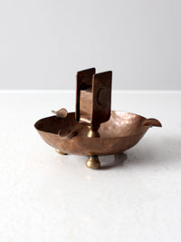 antique hammered copper ashtray