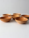 mid century Japanese wood serving bowls set 6