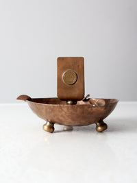 antique hammered copper ashtray