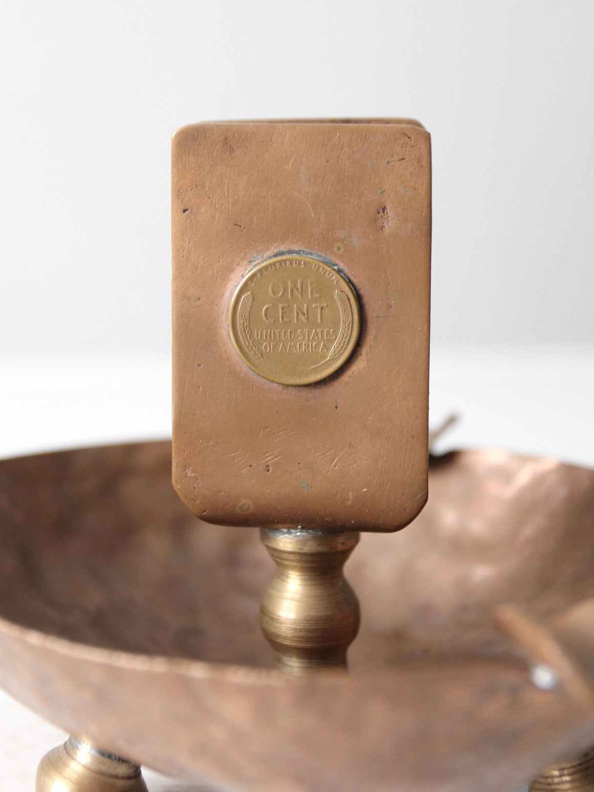 antique hammered copper ashtray