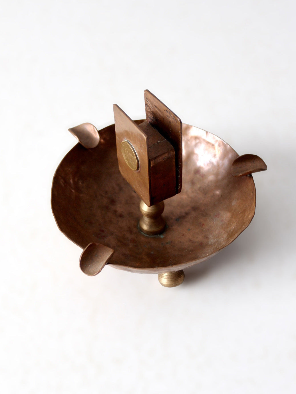 antique hammered copper ashtray