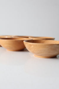 mid century Japanese wood serving bowls set 6