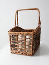 vintage wicker and birch bark basket