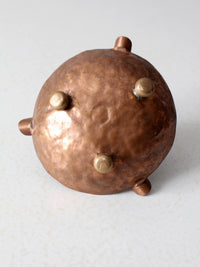 antique hammered copper ashtray
