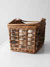 vintage wicker and birch bark basket