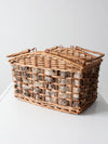 vintage wicker and birch bark basket