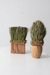 vintage decorative dried grass topiaries pair