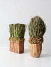 vintage decorative dried grass topiaries pair