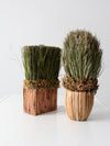 vintage decorative dried grass topiaries pair