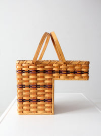 vintage splint weave stair basket
