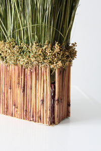vintage decorative dried grass topiaries pair