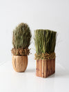 vintage decorative dried grass topiaries pair