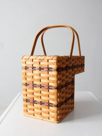 vintage splint weave stair basket