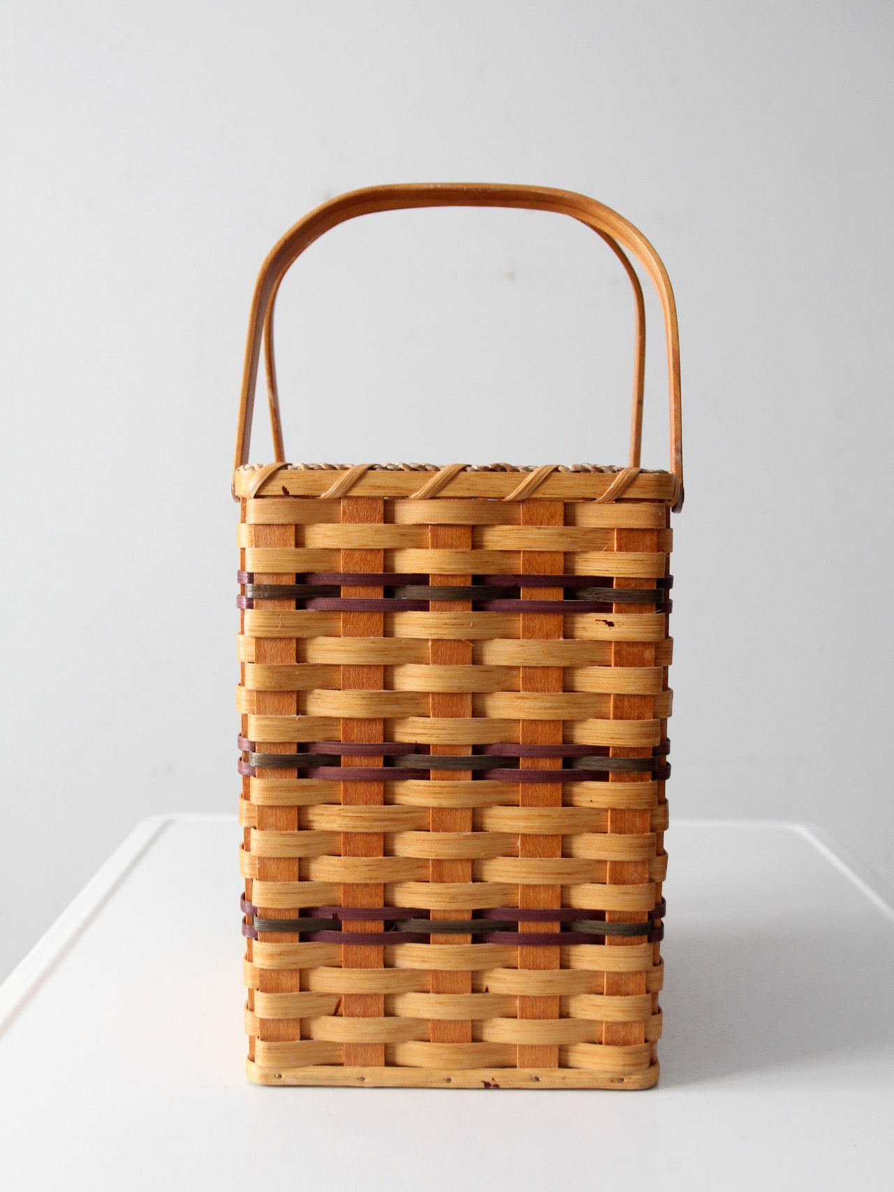 vintage splint weave stair basket