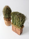 vintage decorative dried grass topiaries pair