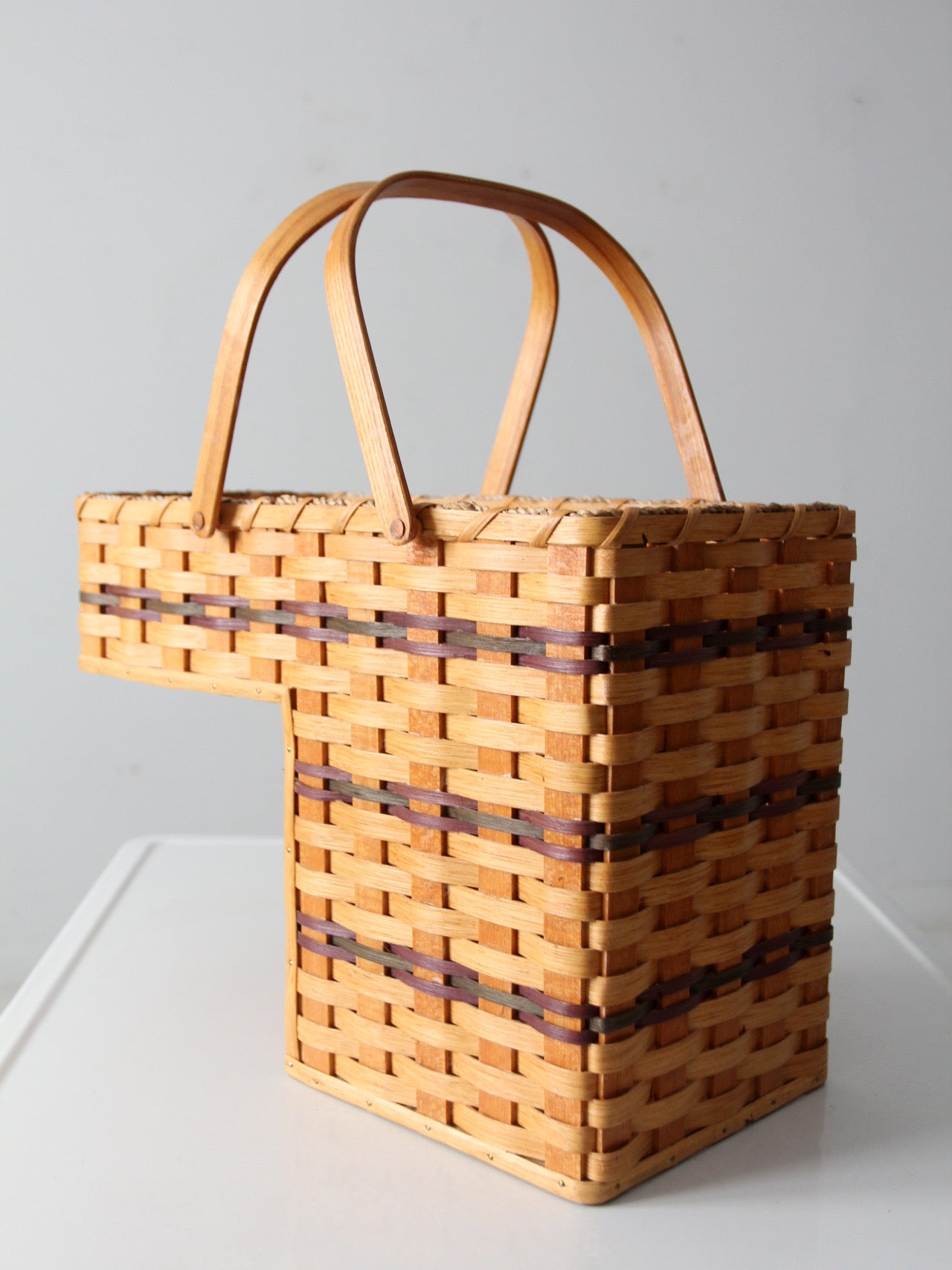 vintage splint weave stair basket