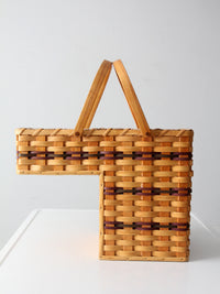 vintage splint weave stair basket
