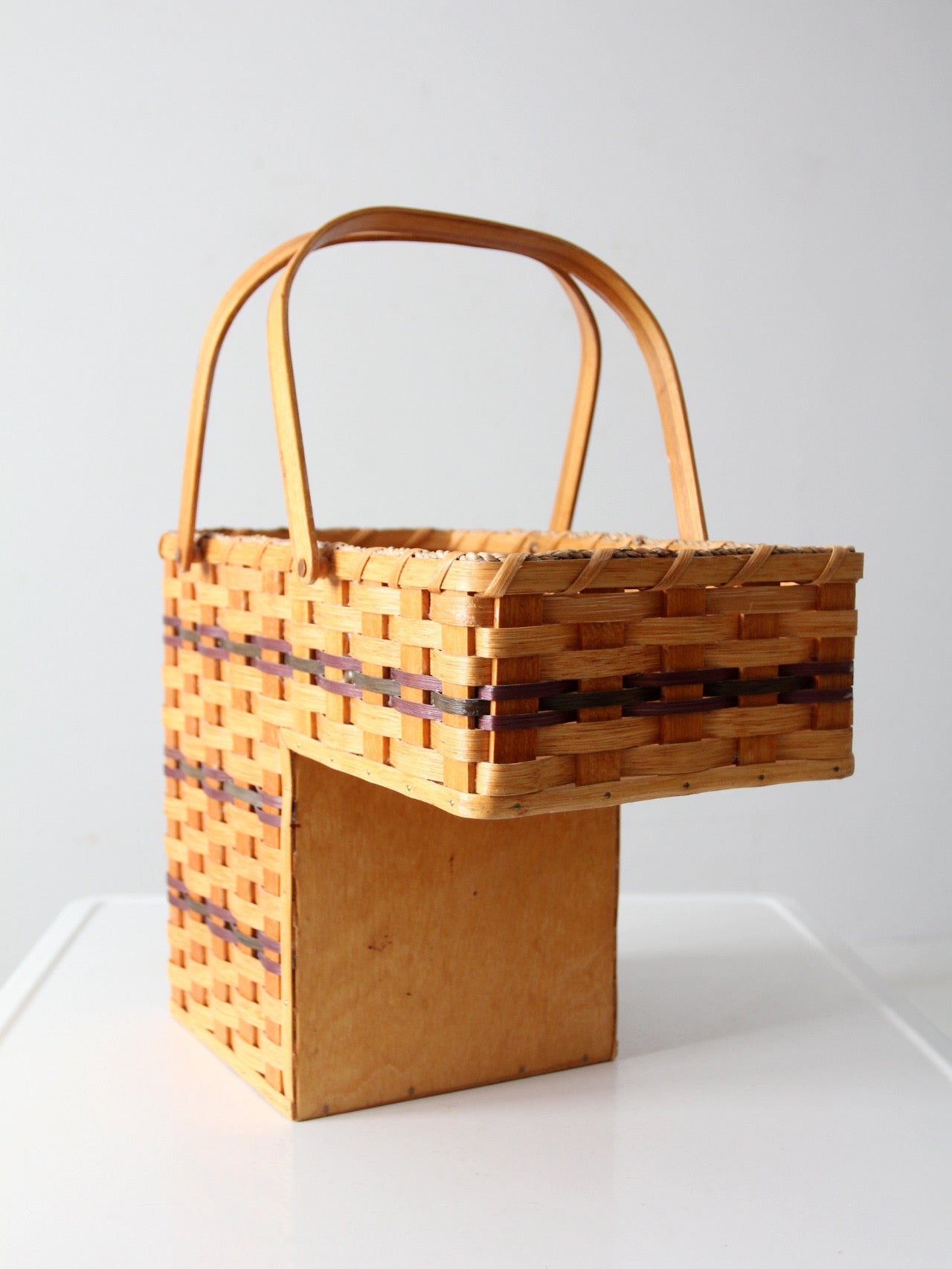 vintage splint weave stair basket