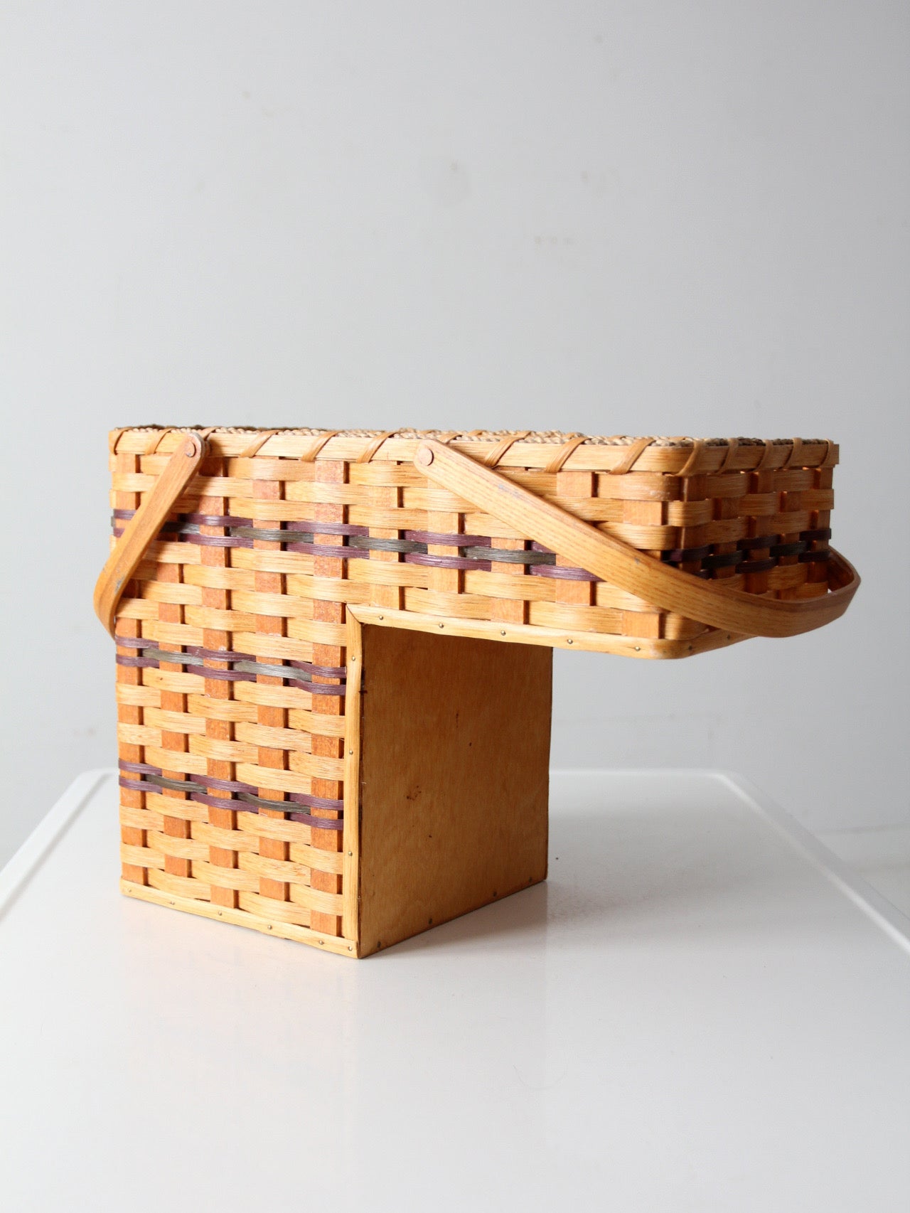 vintage splint weave stair basket