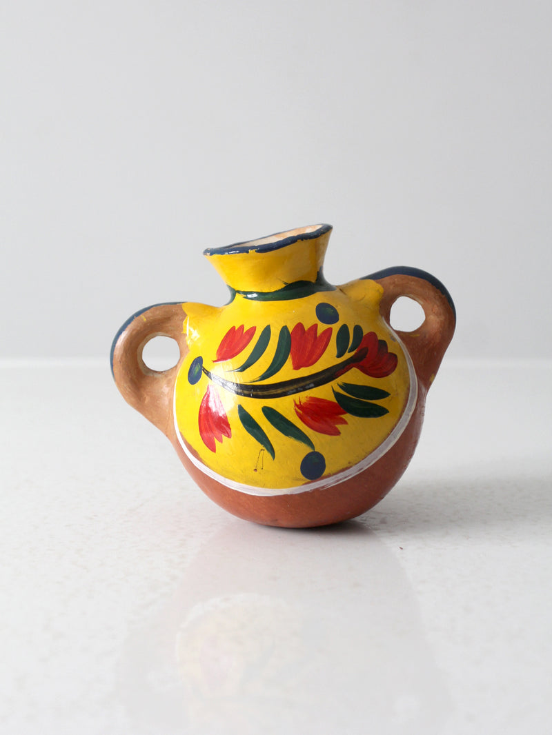 vintage hand painted terra cotta pot