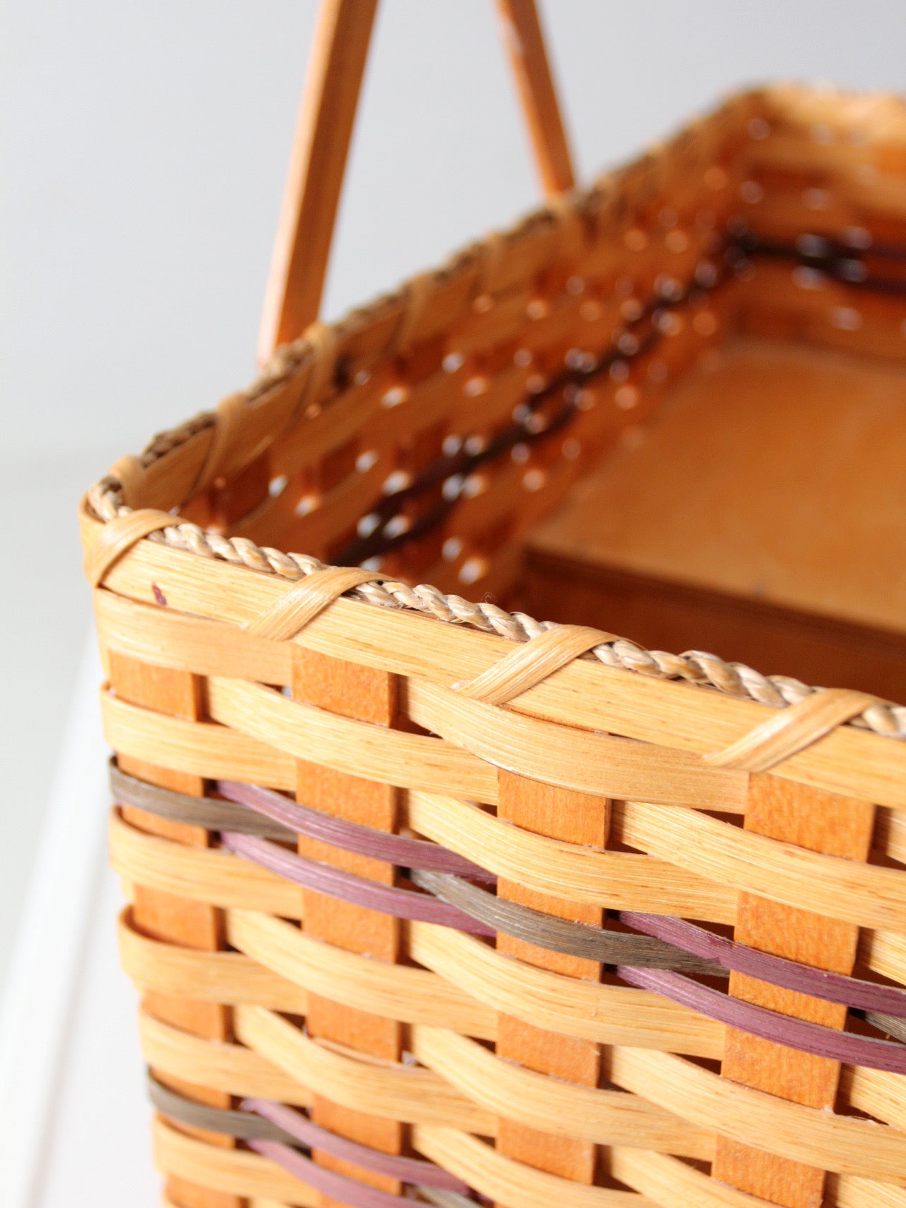 vintage splint weave stair basket