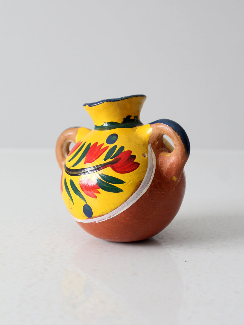 vintage hand painted terra cotta pot