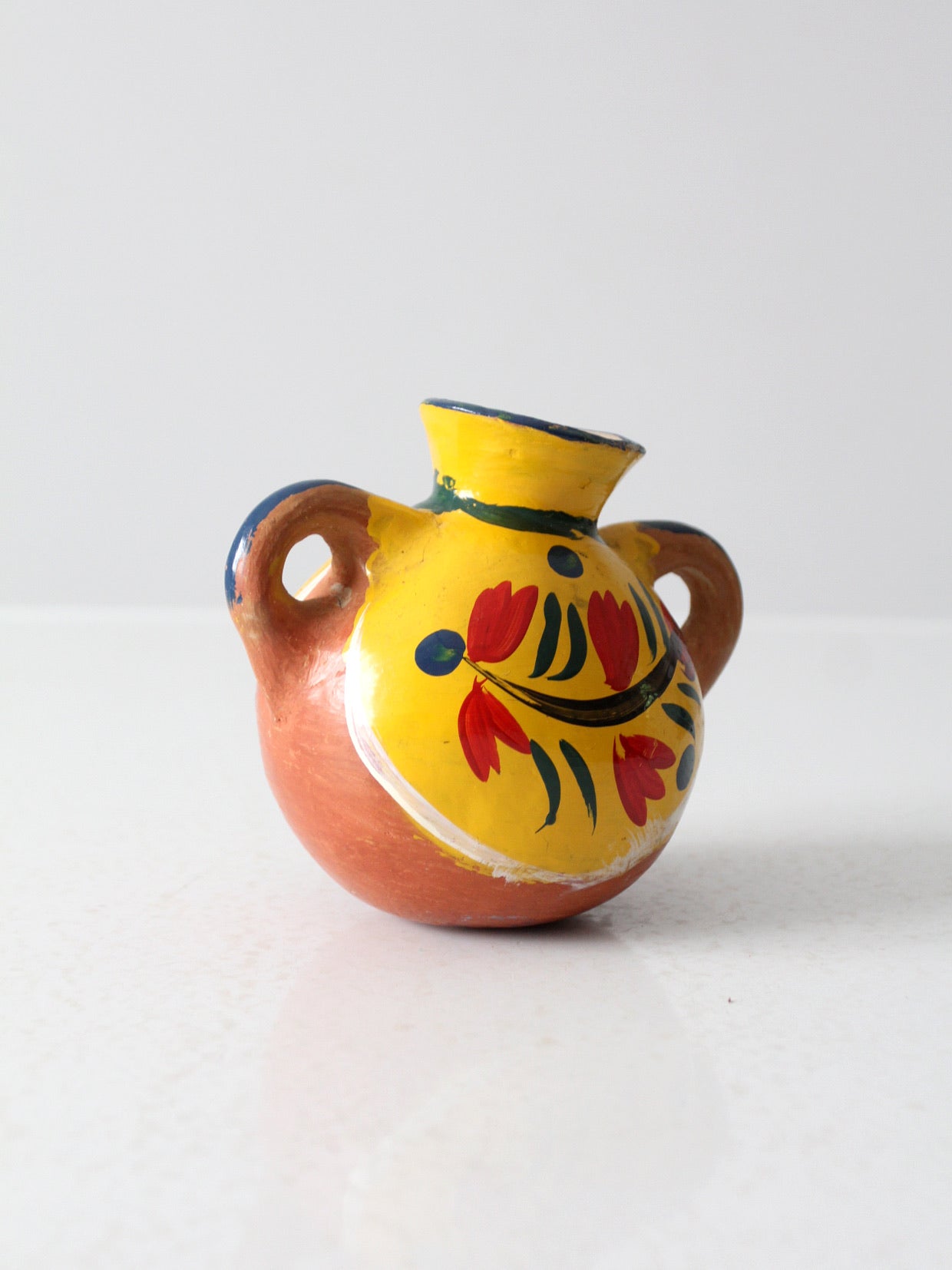 vintage hand painted terra cotta pot