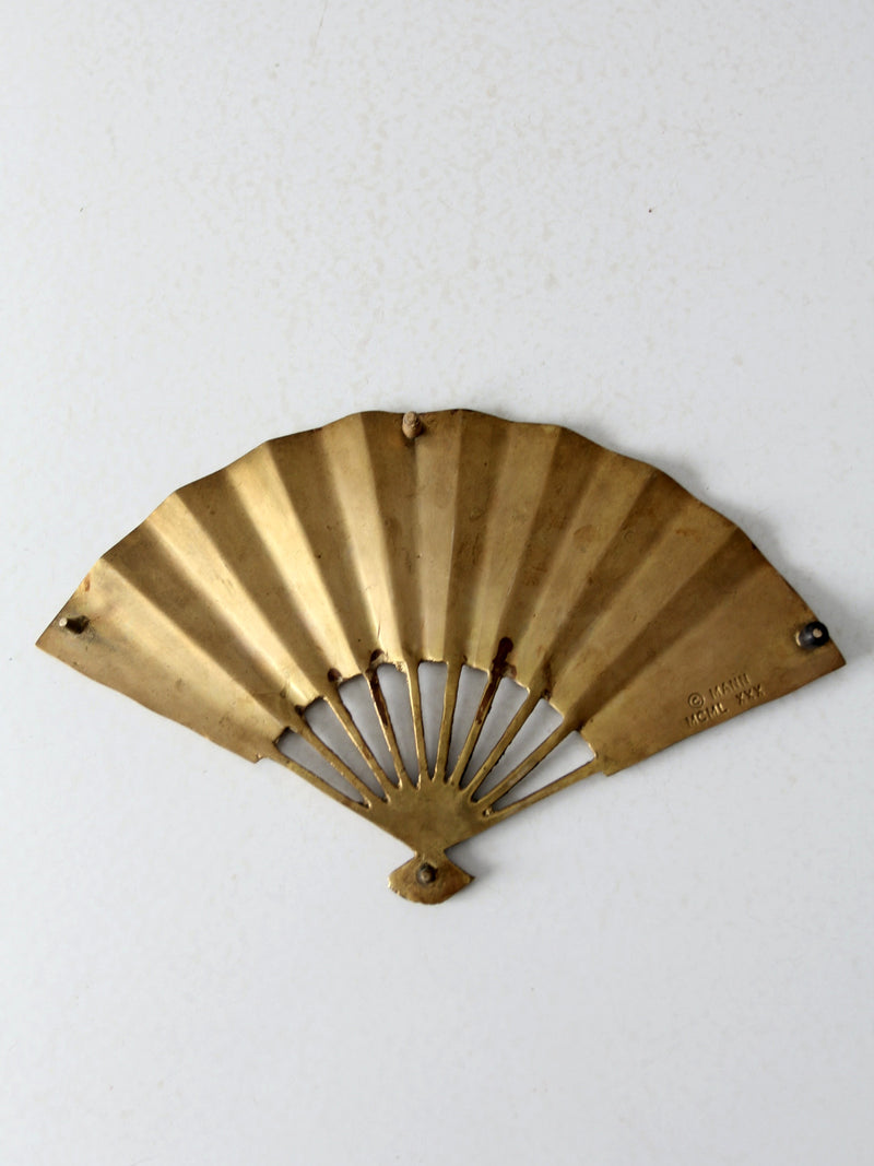 mid century decorative brass fan tray