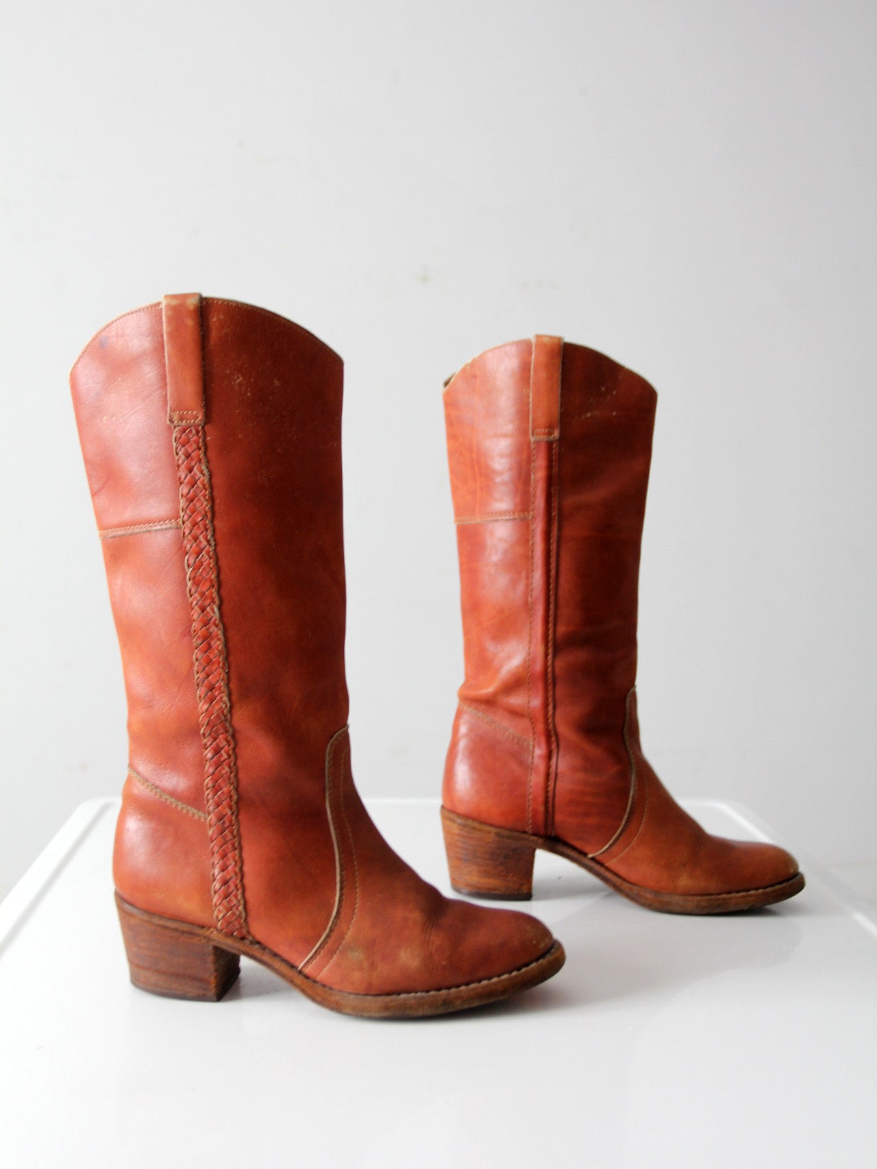 vintage 70s tall leather riding boots | size 8
